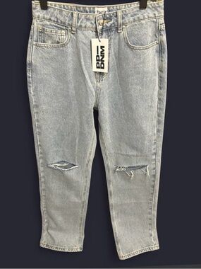 Princess Polly Light Wash Ripped Straight Leg Jeans